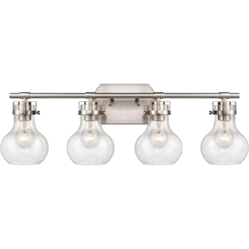 Salamanca 29"W 4 Light Vanity Light in Satin Nickel & Seeded Glass