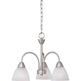 Tia 17.75"W 3 Light Chandelier in Matte Nickel & White Frosted Glass