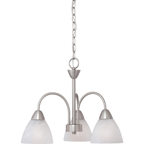 Tia 17.75"W 3 Light Chandelier in Matte Nickel & White Frosted Glass