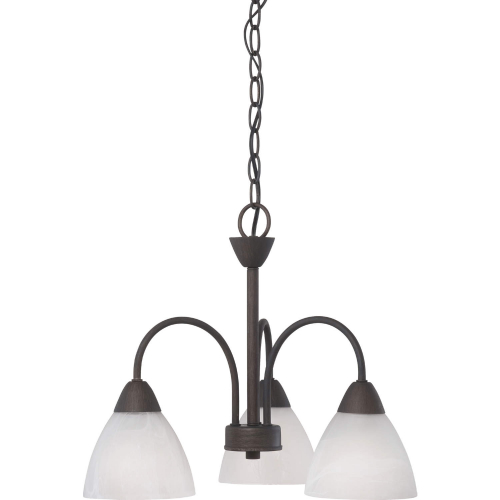 Tia 17.75"W 3 Light Chandelier in Painted Bronze & White Frosted Glass