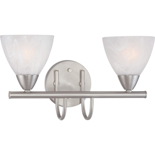 Tia 15.75"W 2 Light Vanity Light in Matte Nickel & White Glass