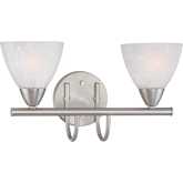 Tia 15.75"W 2 Light Vanity Light in Matte Nickel & White Glass