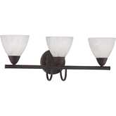 Tia 22.5"W 3 Light Vanity Light in Painted Bronze & White Frosted Glass