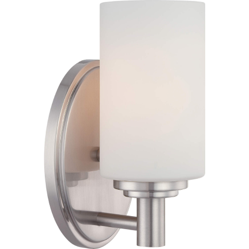 Pittman 9"H 1 Light Wall Sconce in Brushed Nickel & White Frosted Glass