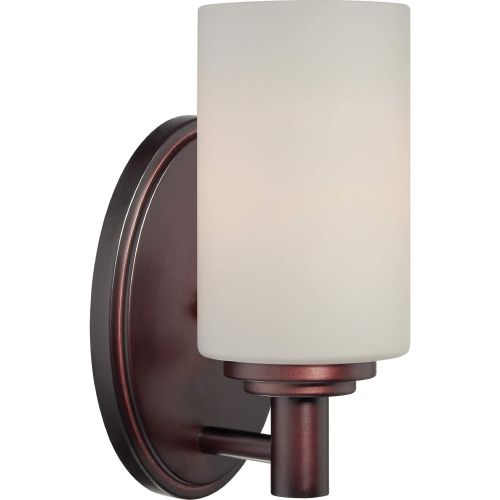 Pittman 9"H 1 Light Wall Sconce in Sienna Bronze & White Frosted Glass