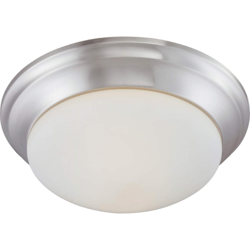 Ceiling Essentials 15"W 2 Light Flush Mount in Brushed Nickel & White Glass