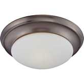 Ceiling Essentials 15"W 2 Light Flush Mount in Oil Rubbed Bronze & White Glass