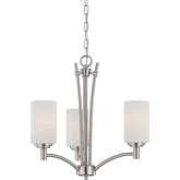 Pittman 20"W 3 Light Chandelier in Brushed Nickel & Etched Opal Glass