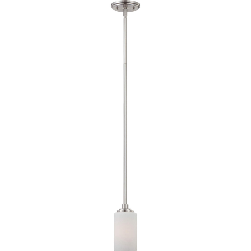 Pittman 5"W 1 Light Ceiling Pendant Light in Brushed Nickel & White Frosted Glass