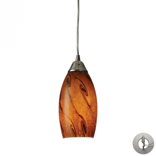 Galaxy 1 Light Ceiling Pendant Light in Brown & Satin Nickel