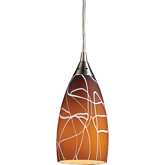 Abstraction 1 Light Ceiling Pendant Light in Brown Glass & Satin Nickel