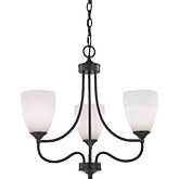 Arlington 3 Light Chandelier in Oil Rubbed Bronze w/ White Glass