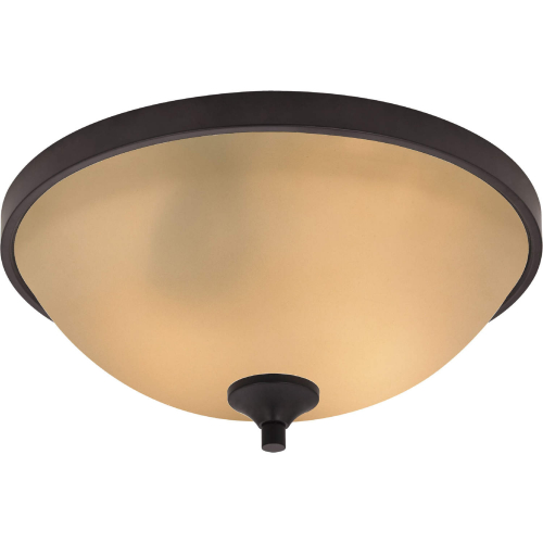 Arlington 3 Light Flush Mount in Oil Rubbed Bronze w/ Amber Glass