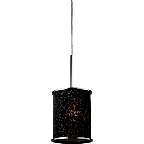 Fabrique 1 Light Drum Pendant in Polished Chrome and Velvet Black Shade