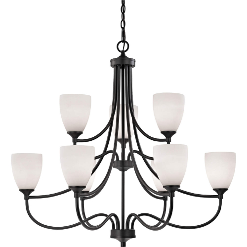 Arlington 9 Light Chandelier in Oil Rubbed Bronze w/ White Glass