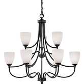 Arlington 9 Light Chandelier in Oil Rubbed Bronze w/ White Glass