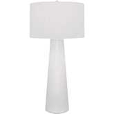 Obelisk 36"H 1 Light Table Lamp in White Painted Glass