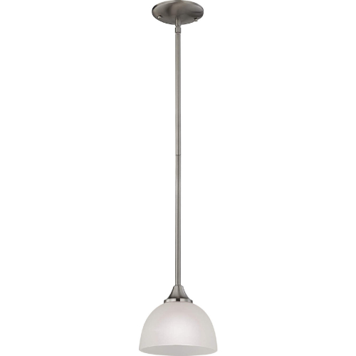 Bristol Lane 1 Light Ceiling Pendant Light in Brushed Nickel & White Glass