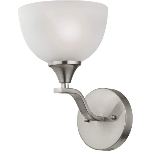 Bristol Lane 1 Light Vanity Light in Brushed Nickel & White Glass