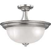 Bristol Lane 3 Light Semi Flush Mount in Brushed Nickel & White Glass