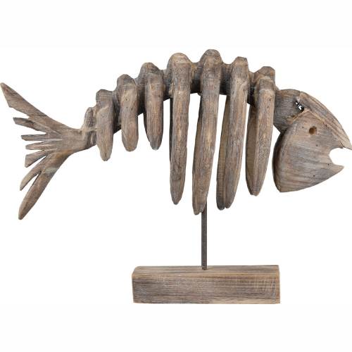 Bone Fish Decor in Natural Wood & Metal