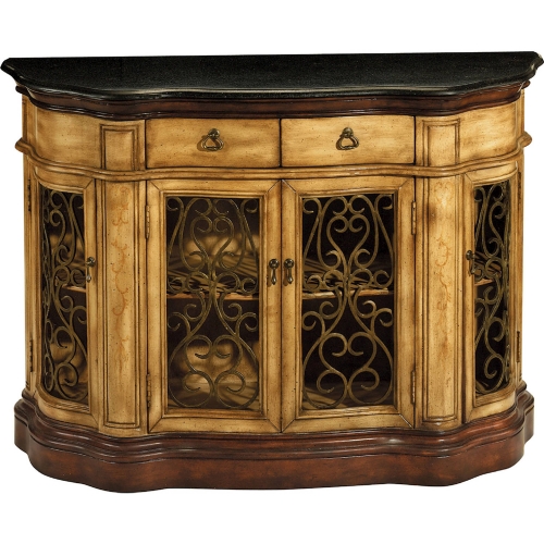 Canterbury Cabinet in Antique Tan & Walnut w/ Black Granite Top