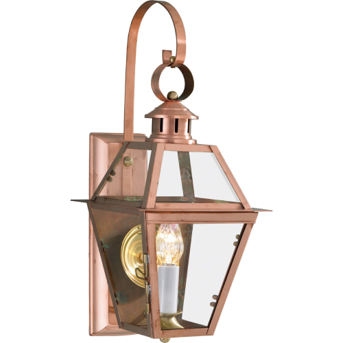 Olde Colony Outdoor Wall Light in Copper Metal & Clear Glass