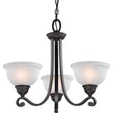 Hamilton 3 Light Chandelier in Oil Rubbed Bronze with White Glass