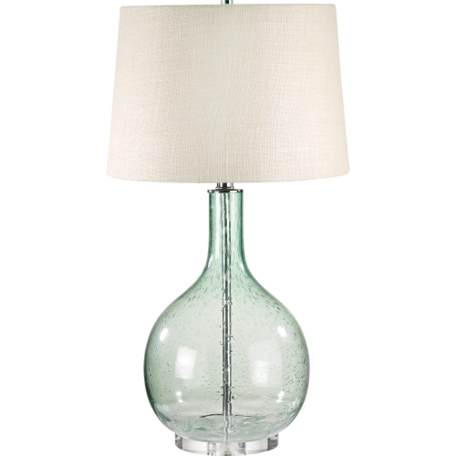 Glass 28"H 1 Light Table Lamp in Green Seeded Glass & Acrylic