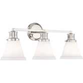 Alden Bath 3 Vanity Light in Polished Nickel & Matte Opal Glass