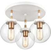 Boudreaux 15"W 3 Light Semi Flush Mount in White & Glass