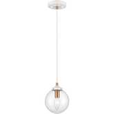 Boudreaux 6"W 1 Light Ceiling Pendant Light in White & Glass