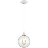 Boudreaux 8"W 1 Light Ceiling Pendant Light in White & Glass