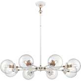 Boudreaux 36"W 8 Light Chandelier in White & Glass