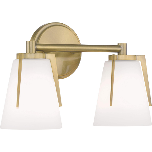 Allure Bath 2 Vanity Light in Antique Brass & Opal Glass & Opal Glass