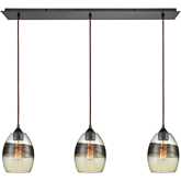 Whisp 3 Light Multi Pendant in Rubbed Bronze w/ Champagne & Brown Glass