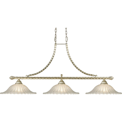 Bianco 54"W 3 Light Linear Chandelier in Silver Leaf & Glass