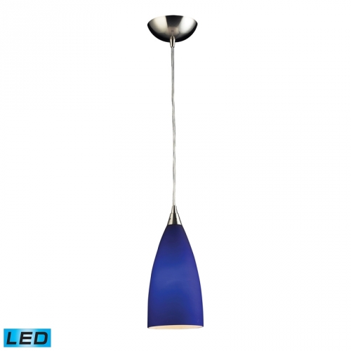 Vesta 1 Light Pendant Light in Satin Nickel with White Glass (LED)