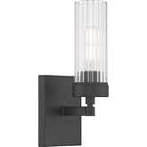 Lida Glass Bath Light in Matte Black & Fluted Glass