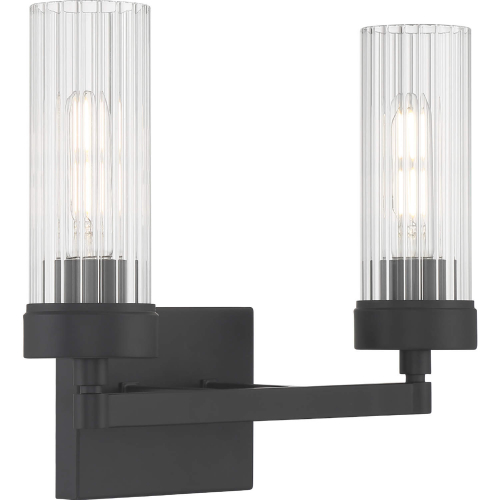 Lida Glass Bath Light in Matte Black & Fluted Glass