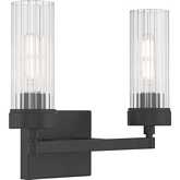 Lida Glass Bath Light in Matte Black & Fluted Glass