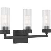 Lida Glass Bath Light in Matte Black & Fluted Glass