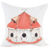 Birdhouse Pillow in Hand Painted Fabric