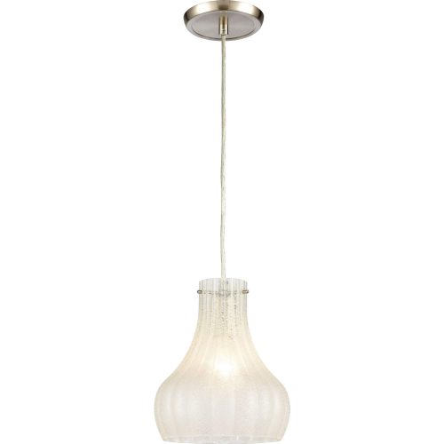 Coastal Scallop 8"W 1 Light Ceiling Pendant in Nickel & Clear Sugar Scavo Glass