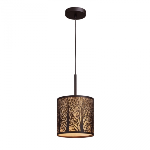 Woodland Sunrise 1 Light Pendant Light in Aged Bronze w/ Sparkling White Diffuser