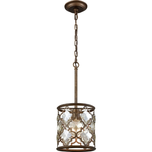 Armand 1 Light Ceiling Pendant in Weathered Bronze w/ Champagne Crystal