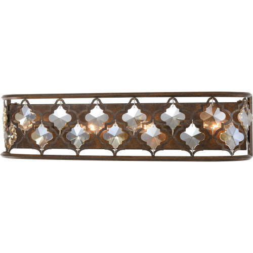 Armand 27" Wide 4 Light Vanity Light in Weathered Bronze & Amber Crystal