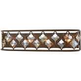 Armand 27" Wide 4 Light Vanity Light in Weathered Bronze & Amber Crystal