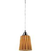 Angles 1 Light Ceiling Pendant Light in Satin Nickel & Amber Glass