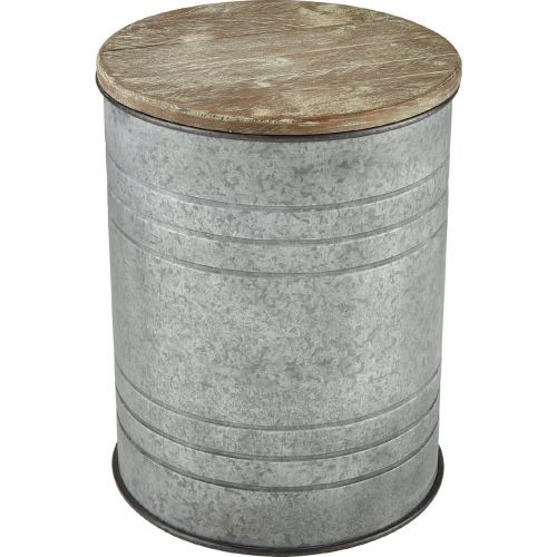 Cannes Accent Table in Galvanized Steel w/ Wood Top